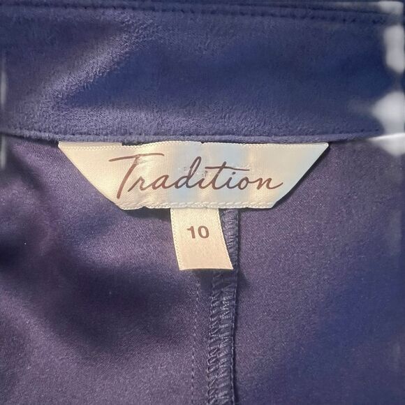 Tradition blue faux suede like button up shirt. Size 10 - Picture 3 of 8